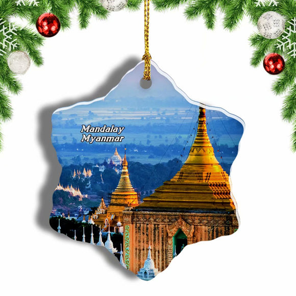 Mandalay Hill Myanmar Christmas Ornament 3 Inches Snow