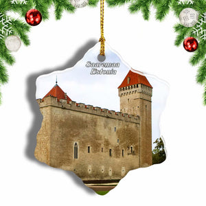 Estonia Kuressaare Castle Saaremaa Christmas Ornament 3 Inches Snow