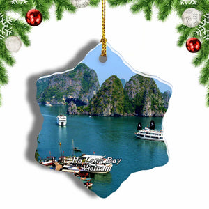 Vietnam Ha Long Bay Christmas Ornament 3 Inches Snow