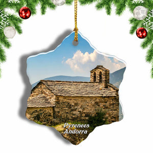 Andorra Pyrenees Christmas Ornament 3 Inches Snow