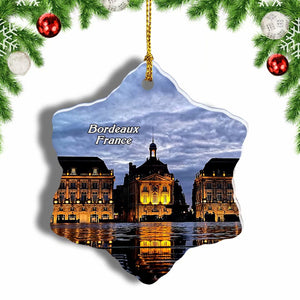 France Royal Square The Water Mirror Bordeaux Christmas Ornament 3 Inches Snow