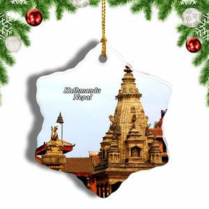 Bhaktapur Durbar Square Kathmandu Nepal Christmas Ornament 3 Inches Snow