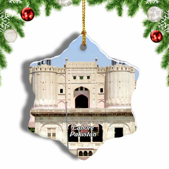 Lahore Fort Pakistan Christmas Ornament 3 Inches Snow