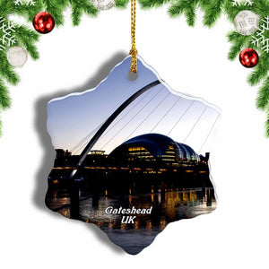 UK England Gateshead Millenium Bridge Christmas Ornament 3 Inches Snow