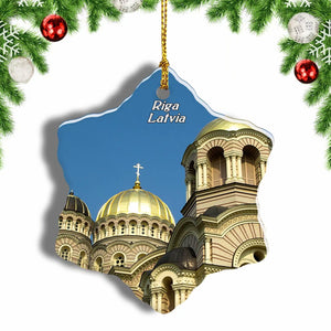 Latvia Riga Orthodox Church Christmas Ornament 3 Inches Snow