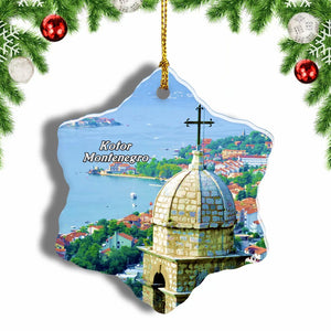 Kotor¡¯s Castle Of San Giovanni Montenegro Christmas Ornament 3 Inches Snow