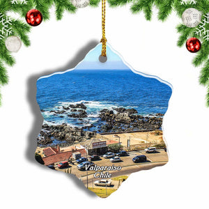 Vina del Mar Valparaiso Chile Christmas Ornament 3 Inches Snow