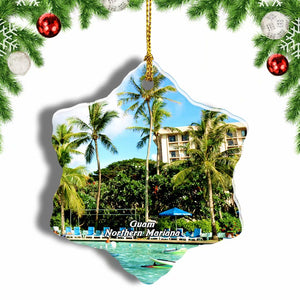 Tumon Bay Guam Northern Mariana USA Christmas Ornament 3 Inches Snow