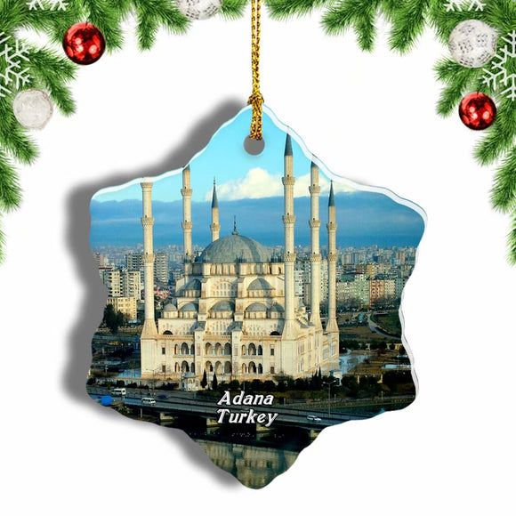 Turkey Adana Central Mosque Christmas Ornament 3 Inches Snow