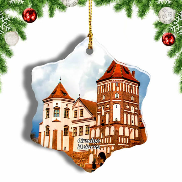 Mir Castle Complex Grodno Belarus Christmas Ornament 3 Inches Snow