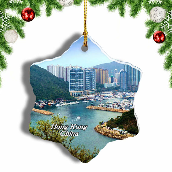 China Ocean Park Hong Kong Christmas Ornament 3 Inches Snow