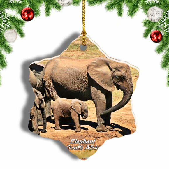 South Africa Elephant Christmas Ornament 3 Inches Snow