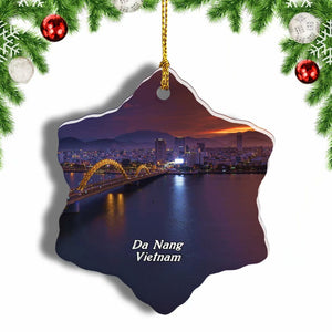 Vietnam Dragon Bridge Da Nang Christmas Ornament 3 Inches Snow