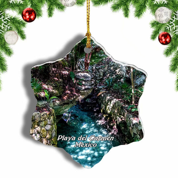 Mexico Xcaret Park Playa del Carmen Christmas Ornament 3 Inches Snow