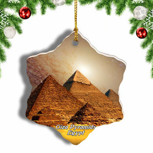 Egypt Giza Pyramids Cheops Christmas Ornament 3 Inches Snow