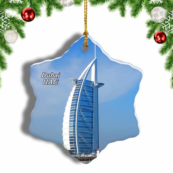 UAE Burj Al Arab  Dubai Christmas Ornament 3 Inches Snow