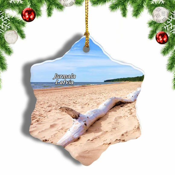 Jurmala Beach Latvia Christmas Ornament 3 Inches Snow