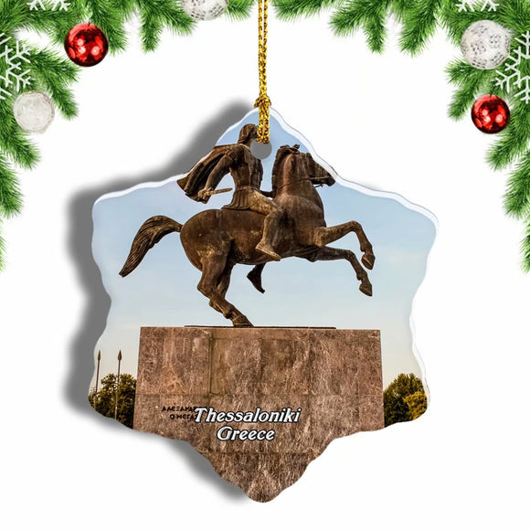 Greece Alexander The Great Thessaloniki Christmas Ornament 3 Inches Snow