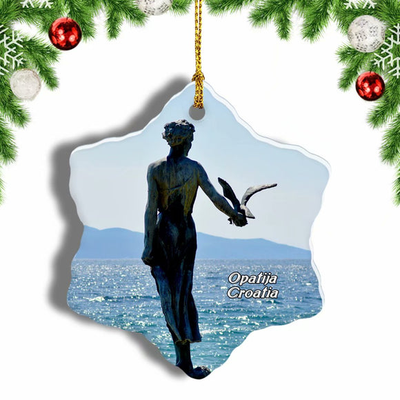 Croatia Opatija Christmas Ornament 3 Inches Snow