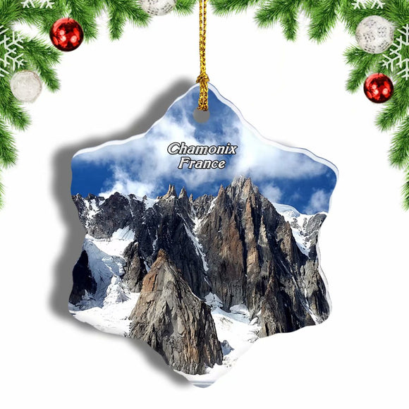 France Mt. Blanc Chamonix Alps Christmas Ornament 3 Inches Snow