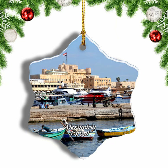 Egypt Fort Qaitbery Alexandria Christmas Ornament 3 Inches Snow