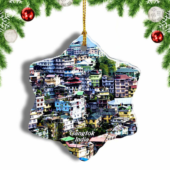 India Gangtok Christmas Ornament 3 Inches Snow