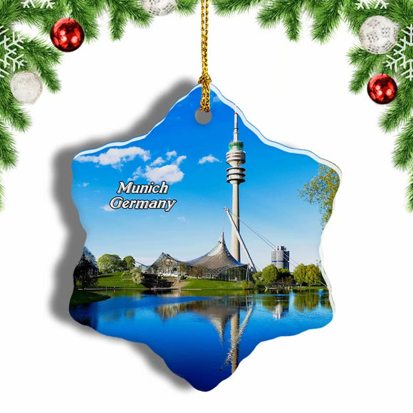 Germany Olympic Park Tower Munich Christmas Ornament 3 Inches Snow