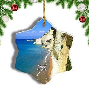 Greece  heaven Corfu Christmas Ornament 3 Inches Snow