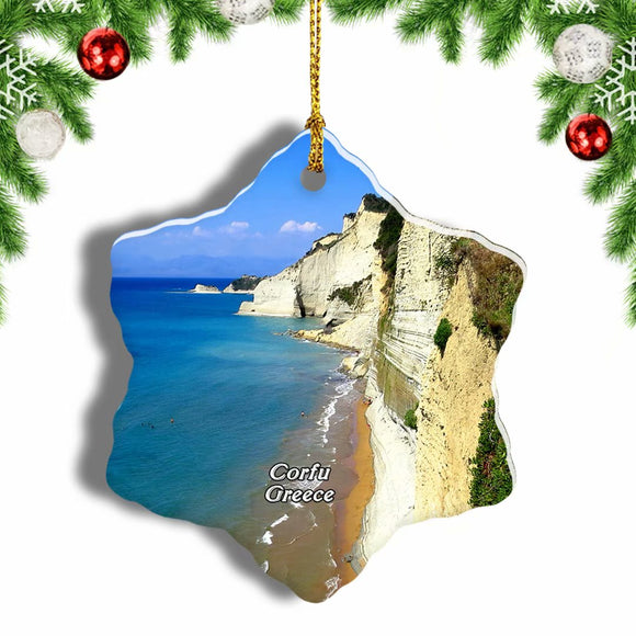 Greece  heaven Corfu Christmas Ornament 3 Inches Snow