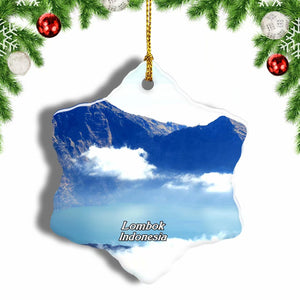 Indonesia Gunung Rinjani Lombok Christmas Ornament 3 Inches Snow