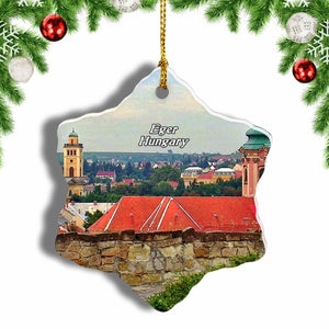 Hungary Eger Castle Christmas Ornament 3 Inches Snow