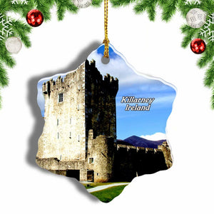 Ireland Ross Castle Killarney Christmas Ornament 3 Inches Snow