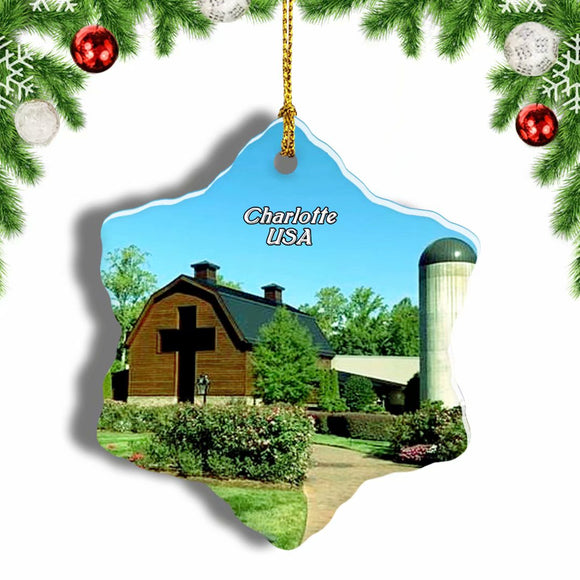 USA America Billy Graham Library Charlotte Christmas Ornament 3 Inches Snow