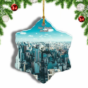 Brazil Sao Paulo Christmas Ornament 3 Inches Snow