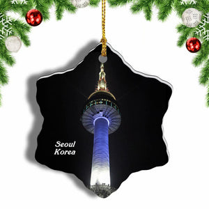 Seoul Tower Korea Christmas Ornament 3 Inches Snow