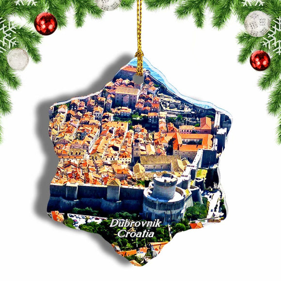 Croatia Dubrovnik City Walls Christmas Ornament 3 Inches Snow