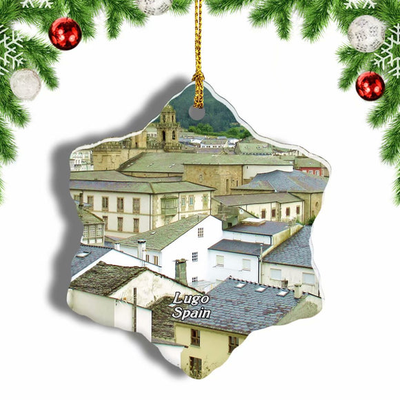 Spain Cathedral Roman Wall Lugo Christmas Ornament 3 Inches Snow