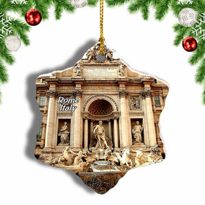 Italy Trevi Fountain Rome Christmas Ornament 3 Inches Snow