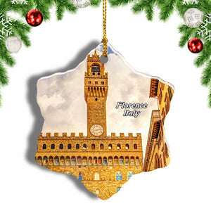 Italy City Hall Square Florence Christmas Ornament 3 Inches Snow