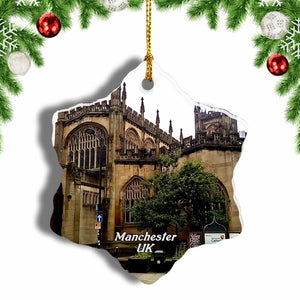 UK England Manchester Cathedral Christmas Ornament 3 Inches Snow