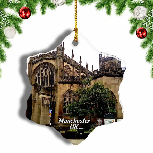 UK England Manchester Cathedral Christmas Ornament 3 Inches Snow