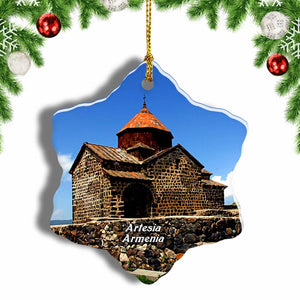 Armenia Sevan Monastery Artesia Christmas Ornament 3 Inches Snow