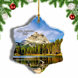 Lake Antorno Italy Christmas Ornament 3 Inches Snow