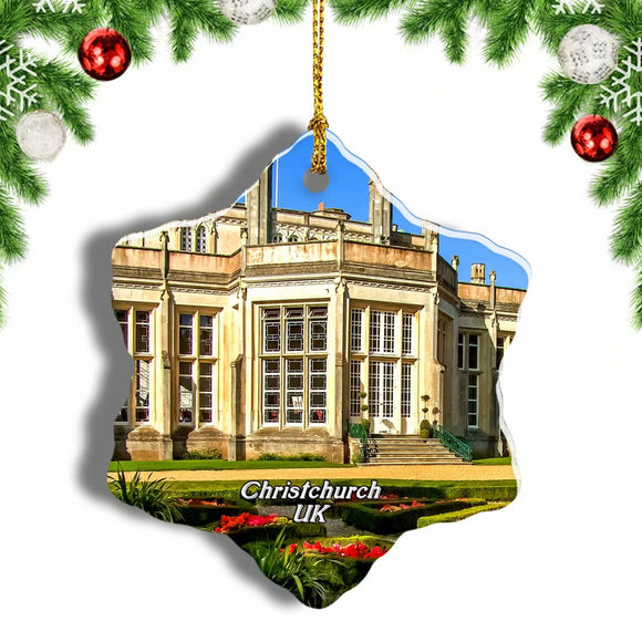 UK England Highcliffe Castle Christchurch Christmas Ornament 3 Inches Snow