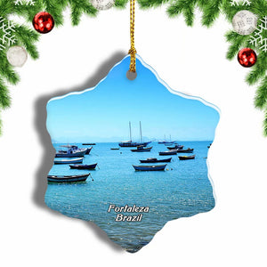 Brazil Beach Fortaleza Christmas Ornament 3 Inches Snow