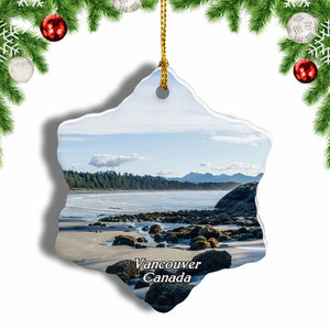 Canada Beach Tofino Vancouver Island British Columbia Christmas Ornament 3 Inches Snow