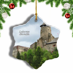 Slovakia Lubovna Castle Christmas Ornament 3 Inches Snow