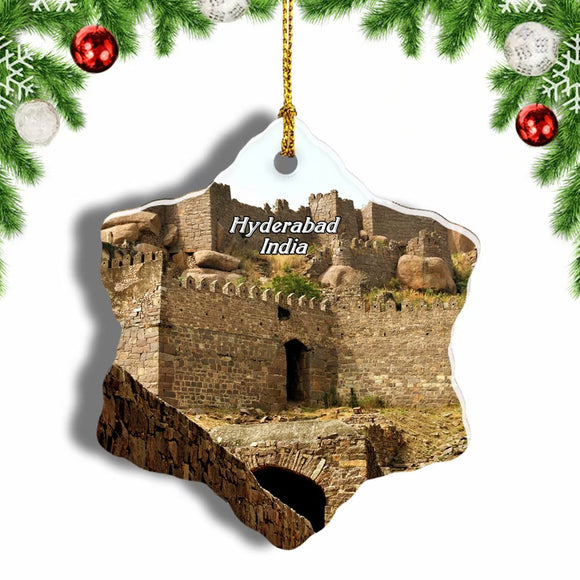 India Golconda Fort Hyderabad Christmas Ornament 3 Inches Snow