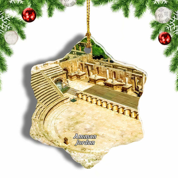 Roman Amphitheater Amman Jordan Christmas Ornament 3 Inches Snow