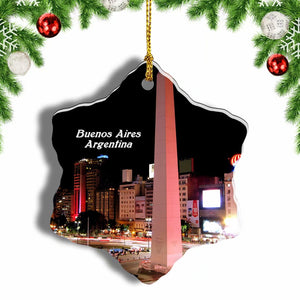 Argentina The Obelisk Buenos Aires Christmas Ornament 3 Inches Snow